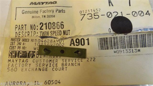 MAYTAG WHIRLPOOL WASHER 210866 TWIN SPEED NUT NEW IN BOX MAYTAG WHIRLPOOL WASHER 210866 TWIN SPEED NUT NEW IN BOX